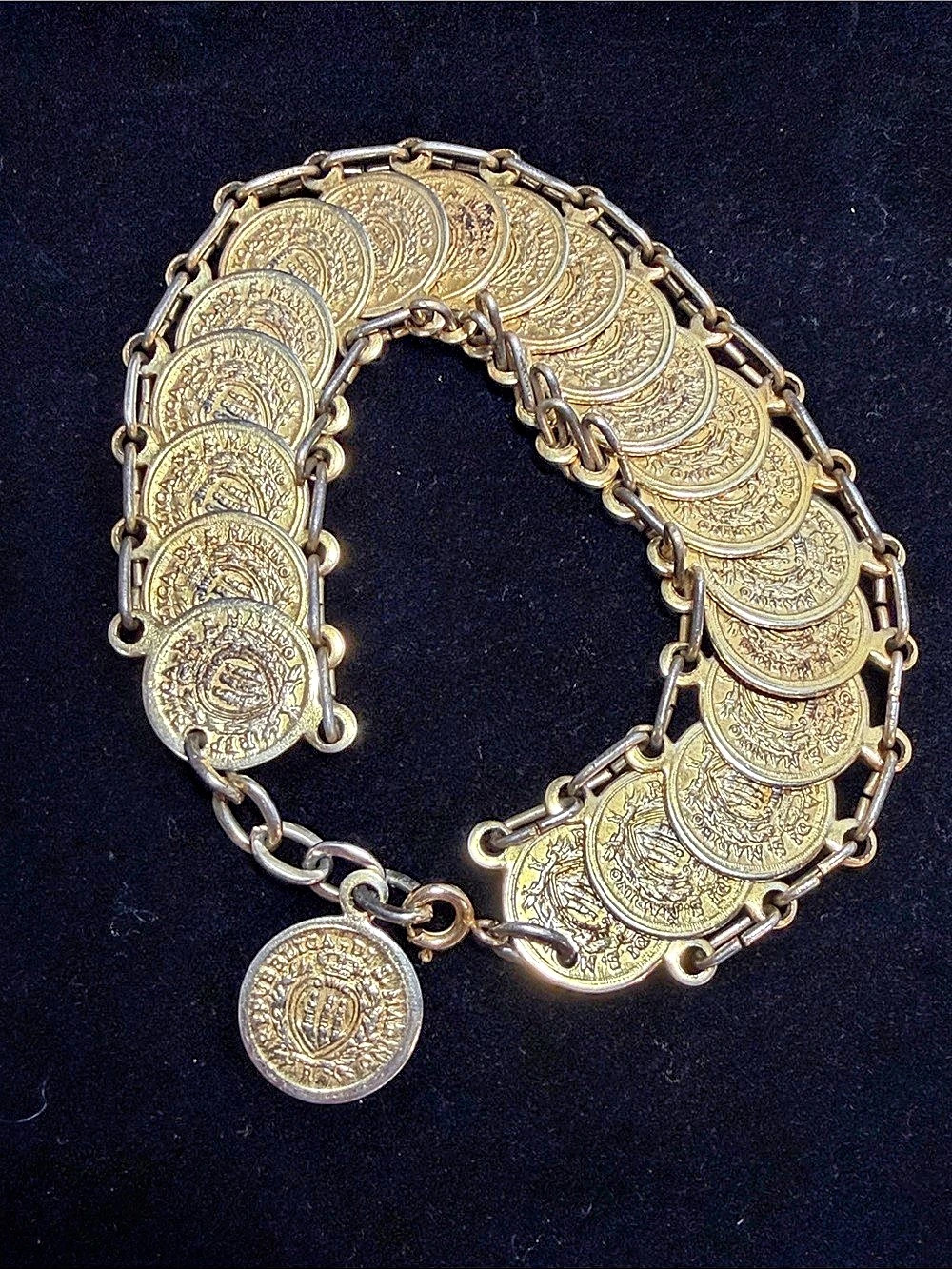 Vintage Gold-Tone Coin Charm Bracelet